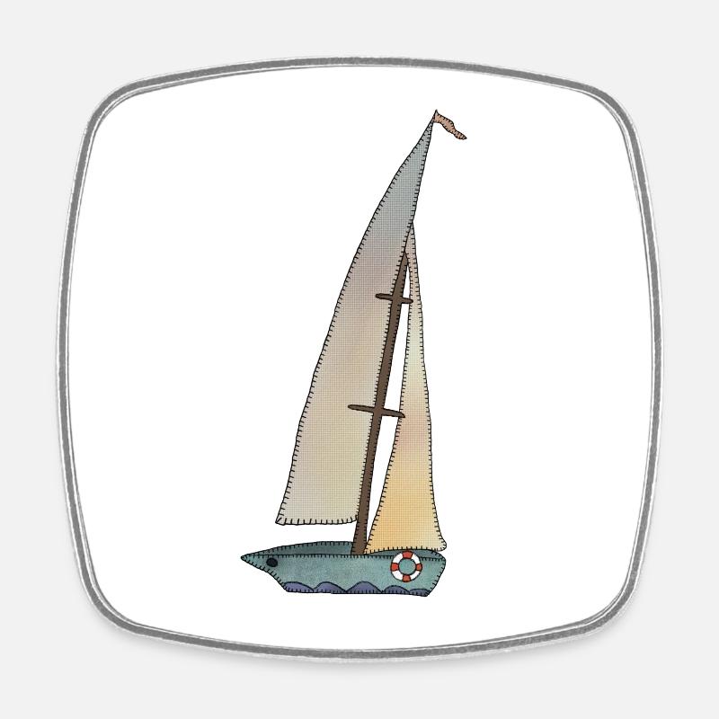 Segelboot - Viereckiger Kühlschrankmagnet - Weiß