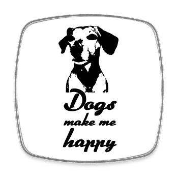 Dogs make me happy - Hunde, Sprüche, Geschenk - Viereckiger Kühlschrankmagnet - Weiß - Vorne