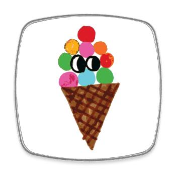 Bunte Eistüte Pop Art - Viereckiger Kühlschrankmagnet - Weiß - Vorne