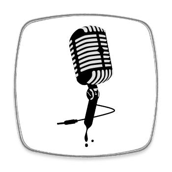 Mikrofon microphone - Viereckiger Kühlschrankmagnet - Weiß - Vorne
