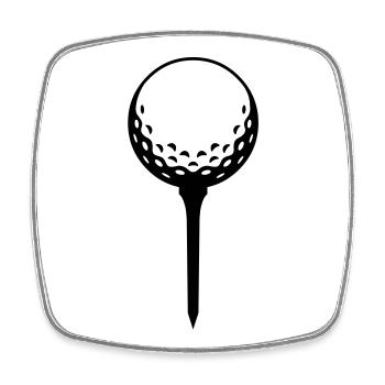 Golfball auf Tee – einfärbbar - Viereckiger Kühlschrankmagnet - Weiß - Vorne