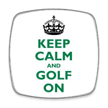 Keep calm and golf on - Viereckiger Kühlschrankmagnet - Weiß - Vorne