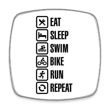 Eat sleep swim bike run repeat - triathlon - Square fridge magnet - white - Front