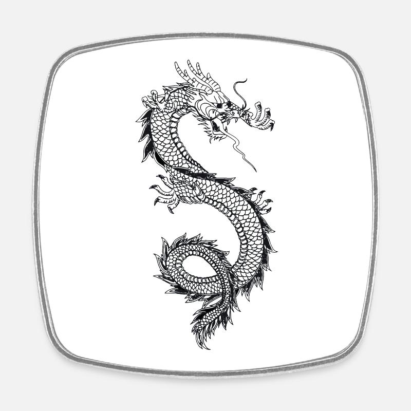 Dragon - Magnet carré - blanc