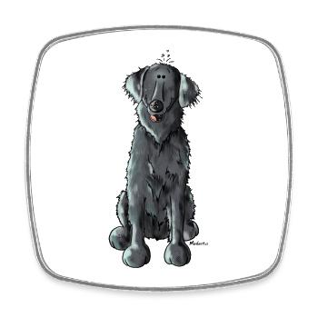 Happy Flat Coated Retriever - Square fridge magnet - white - Front