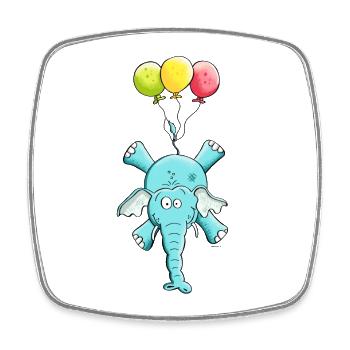 Elefant mit Ballons - Viereckiger Kühlschrankmagnet - Weiß - Vorne