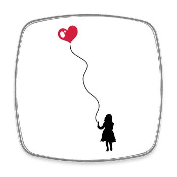Child with heart balloon. - Square fridge magnet - white - Front
