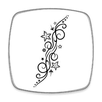 Tattoo ornament with flowers and stars. - Square fridge magnet - white - Front