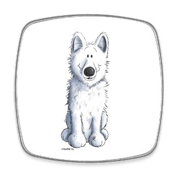 Funny White Shepherd - Dog - Dogs - Cute - Animal - Square fridge magnet - white - Front