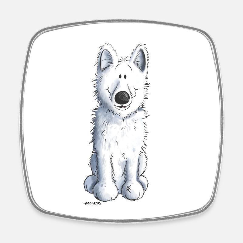 Schweizer Schäferhund - Viereckiger Kühlschrankmagnet - Weiß