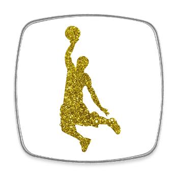 Gold Basketball - Viereckiger Kühlschrankmagnet - Weiß - Vorne