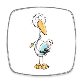 Storch bring Babyglück - Junge - Baby Geschenk - Viereckiger Kühlschrankmagnet - Weiß - Vorne