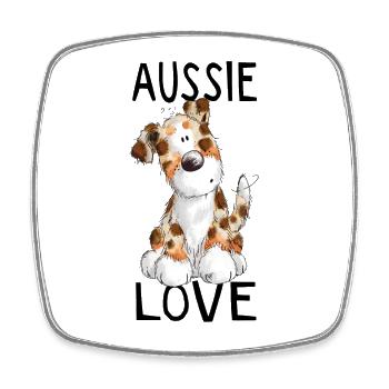 I Love Aussie - Australian Shepherd - Geschenk - Viereckiger Kühlschrankmagnet - Weiß - Vorne
