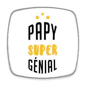 Papy Papi Grand-Père Retraite famille - Magnet carré - blanc - Devant