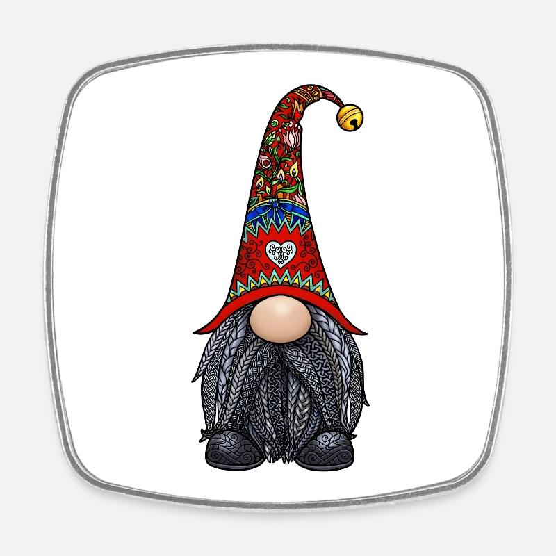 Tomte Zentangle - Viereckiger Kühlschrankmagnet - Weiß