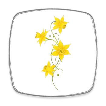 Filigree Daffodils Flowers. Spring, Easter. - Square fridge magnet - white - Front
