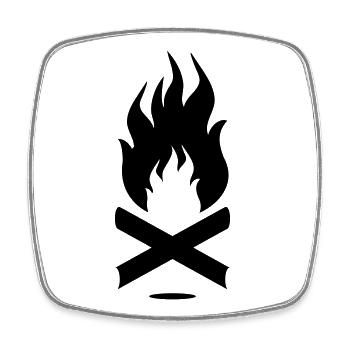 Campfire symbol with logs - Square fridge magnet - white - Front