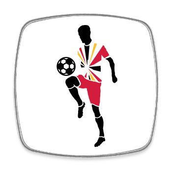 Joueur de foot avec ballon de foot - Magnet carré - blanc - Devant