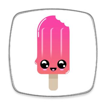 Chupito de helado con ojos brillantes - Square fridge magnet - white - Front
