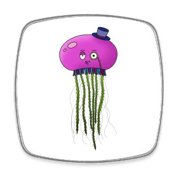 Fancy Jellyfish - Square fridge magnet - white - Front
