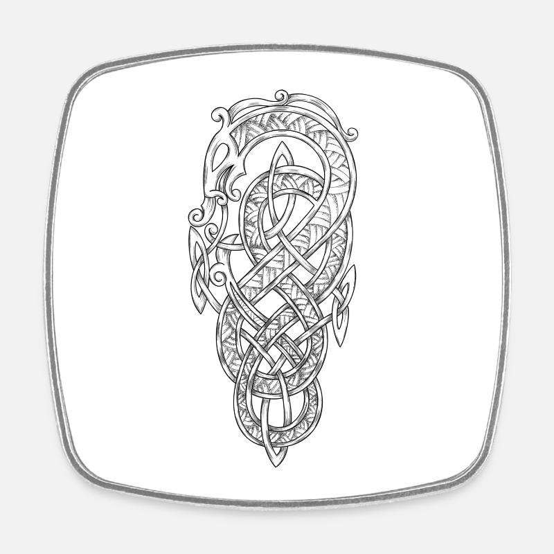 Serpent viking - Magnet carré - blanc