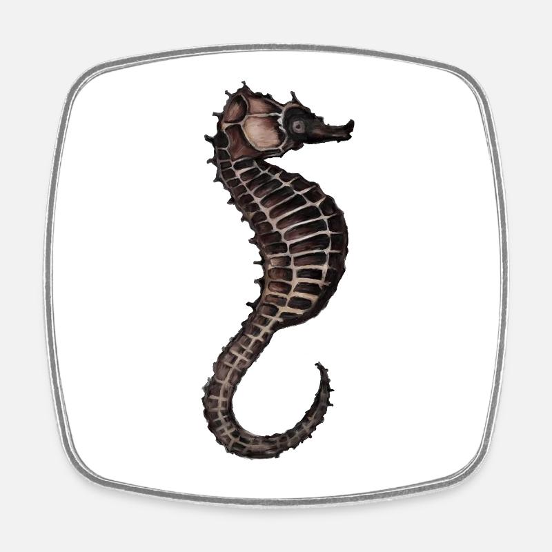 Watercolor Seahorse Pattern - Square fridge magnet - white