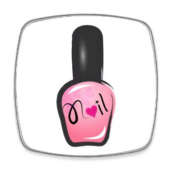 pink nail polish in graffiti style with heart - Square fridge magnet - white - Front