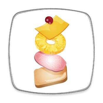 Pineapple,cheese,ham and toast bread -Toast Hawaii - Square fridge magnet - white - Front