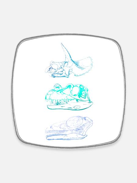 Dinosaur Skulls - Square fridge magnet - white