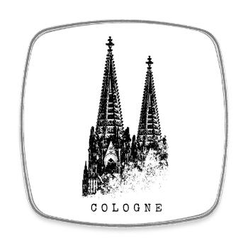 Kölner Dom Cologne Vintage Silhouette Köln Skyline - Viereckiger Kühlschrankmagnet - Weiß - Vorne