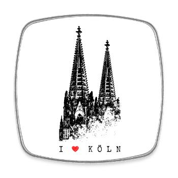 J’adore Cologne Cologne Skyline Cathédrale de Cologne Silhouette - Magnet carré - blanc - Devant