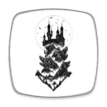Dracula Castle - black - Square fridge magnet - white - Front