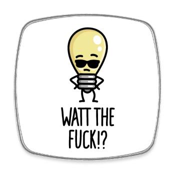 Qu’est-ce que le jeu de mots drôle d’ampoule Watt WTF - Magnet carré - blanc - Devant