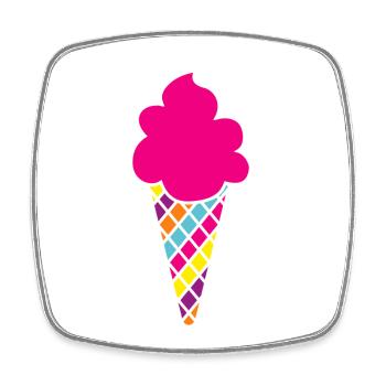 Cornet de crème glacée coloré Glace Gaufre Summer Fun Fan Sweets - Magnet carré - blanc - Devant