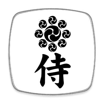Emblème samouraï du clan Uesugi (noir) - Magnet carré - blanc - Devant
