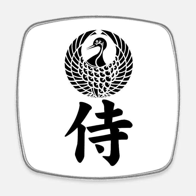 Emblème samouraï du clan Mori (noir) - Magnet carré - blanc