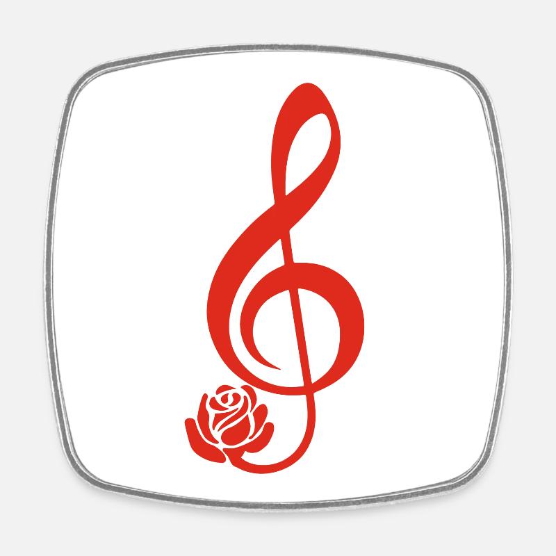 Clé de sol rouge en fleur - Magnet carré - blanc