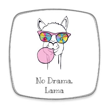 Colorful llama with rainbow glasses - Square fridge magnet - white - Front