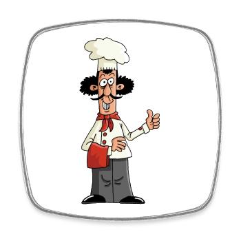 Chef cuisinier - Magnet carré - blanc - Devant