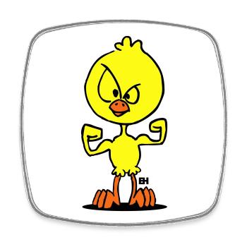 Defiant Duck Cartoon Illustration - Square fridge magnet - white - Front