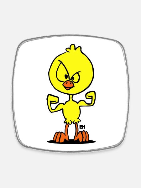 Defiant Duck Cartoon Illustration - Square fridge magnet - white