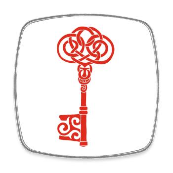 Roter keltischer Schlüssel - Viereckiger Kühlschrankmagnet - Weiß - Vorne