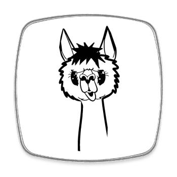 Funny Alpaca - Cheeky Alpaca - Square fridge magnet - white - Front