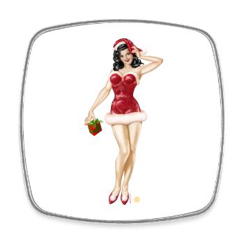 Santa Pin Up - Viereckiger Kühlschrankmagnet - Weiß - Vorne
