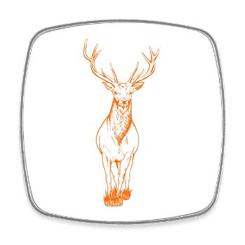 Orange cerf - Magnet carré - blanc - Devant