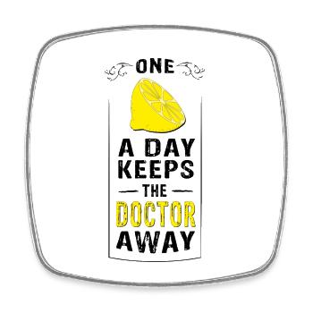 ONE CITRONE a day keeps the doctor away - Square fridge magnet - white - Front