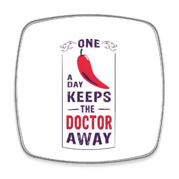 ONE CHILI a day keeps the doctor away - Viereckiger Kühlschrankmagnet - Weiß - Vorne