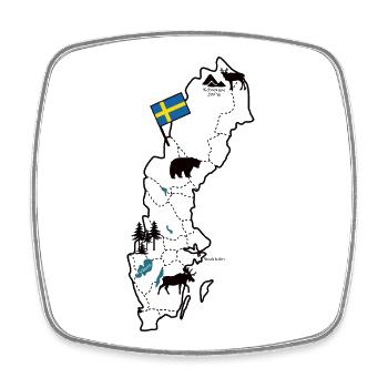 Suède Carte pour les vacances en Scandinavie - Magnet carré - blanc - Devant