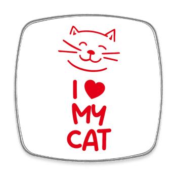Ich liebe meine Katze - Viereckiger Kühlschrankmagnet - Weiß - Vorne