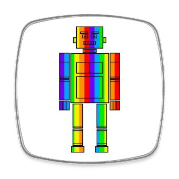 Rainbow Robot - Square fridge magnet - white - Front